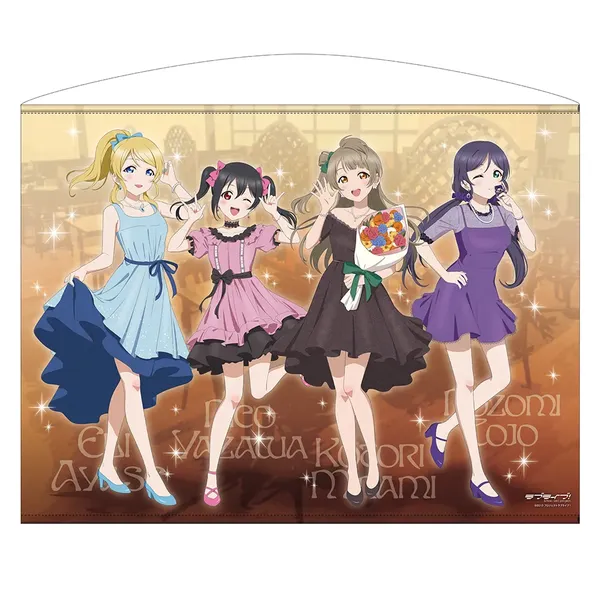描き下ろし ことり＆絵里＆希＆にこ 100cmタペストリー パーティードレス2025Ver.
