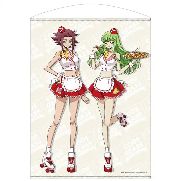 描き下ろし C.C.＆カレン 100cmタペストリー アメリカンダイナーVer.